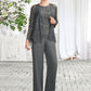 Isis Jumpsuit/Pantsuit Scoop Neck Floor-Length Chiffon Lace Mother of the Bride Dress DE126P0015006