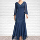 Clarissa Trumpet/Mermaid V-neck Ankle-Length Chiffon Mother of the Bride Dress With Appliques Lace Sequins DE126P0015009