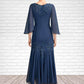 Clarissa Trumpet/Mermaid V-neck Ankle-Length Chiffon Mother of the Bride Dress With Appliques Lace Sequins DE126P0015009