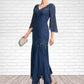 Clarissa Trumpet/Mermaid V-neck Ankle-Length Chiffon Mother of the Bride Dress With Appliques Lace Sequins DE126P0015009