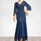 Clarissa Trumpet/Mermaid V-neck Ankle-Length Chiffon Mother of the Bride Dress With Appliques Lace Sequins DE126P0015009