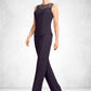 Cassandra Jumpsuit/Pantsuit Scoop Neck Floor-Length Chiffon Lace Mother of the Bride Dress With Sequins DE126P0015010