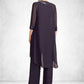 Cassandra Jumpsuit/Pantsuit Scoop Neck Floor-Length Chiffon Lace Mother of the Bride Dress With Sequins DE126P0015010