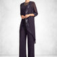 Cassandra Jumpsuit/Pantsuit Scoop Neck Floor-Length Chiffon Lace Mother of the Bride Dress With Sequins DE126P0015010