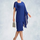 Sanaa Sheath/Column V-neck Knee-Length Chiffon Mother of the Bride Dress With Beading Sequins DE126P0015013