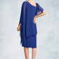 Sanaa Sheath/Column V-neck Knee-Length Chiffon Mother of the Bride Dress With Beading Sequins DE126P0015013