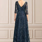 Willow A-Line V-neck Floor-Length Lace Mother of the Bride Dress With Sequins DE126P0015015