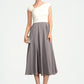 Tricia A-Line V-neck Tea-Length Chiffon Mother of the Bride Dress With Ruffle Beading Sequins DE126P0015016