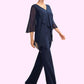 Alice Jumpsuit/Pantsuit V-neck Floor-Length Chiffon Mother of the Bride Dress With Cascading Ruffles DE126P0015019