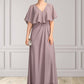 Yasmin A-Line V-neck Floor-Length Chiffon Mother of the Bride Dress With Ruffle DE126P0015026