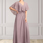 Yasmin A-Line V-neck Floor-Length Chiffon Mother of the Bride Dress With Ruffle DE126P0015026