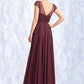 Lena A-Line V-neck Floor-Length Chiffon Mother of the Bride Dress With Beading Sequins DE126P0015028