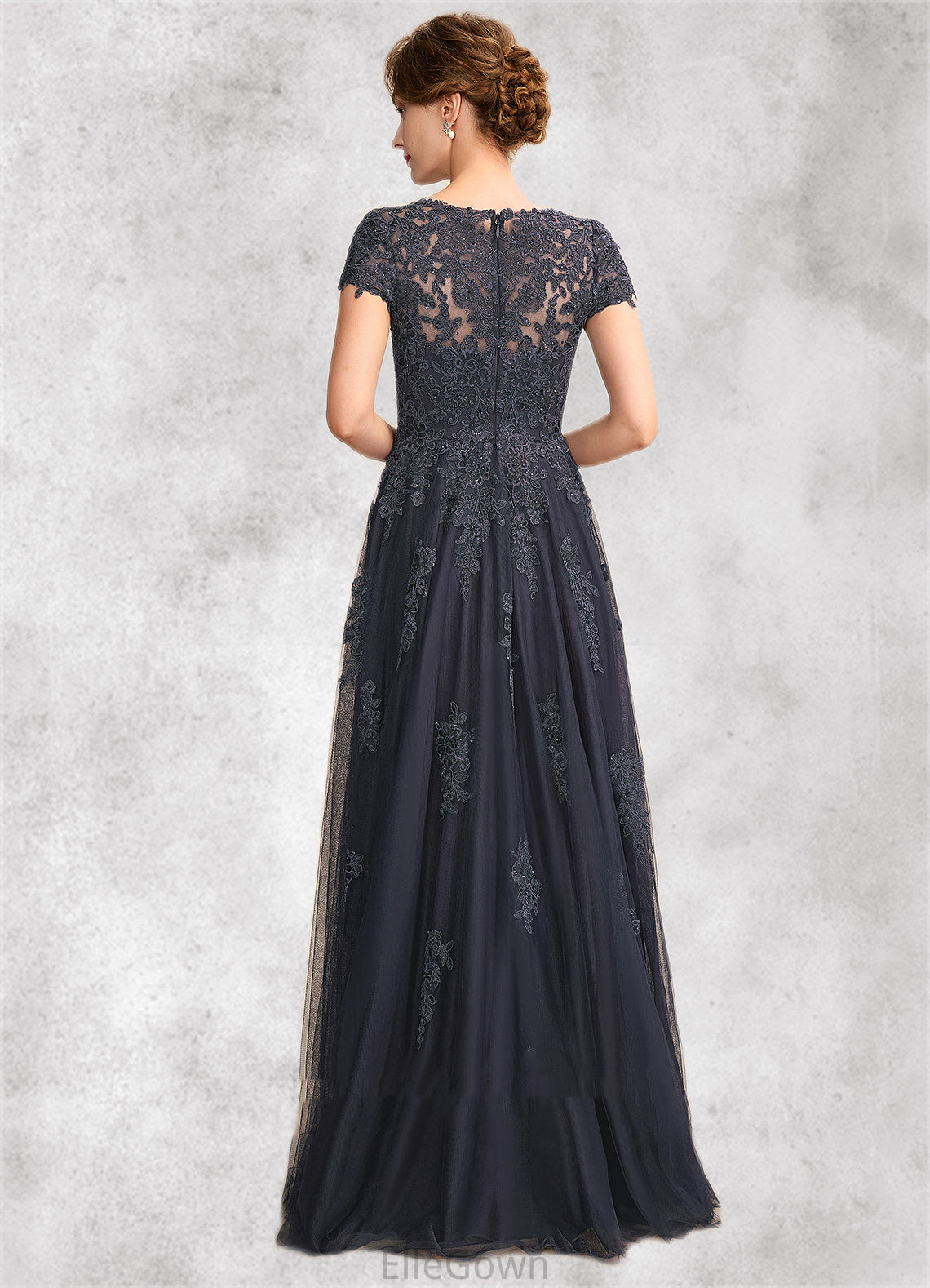 Emilia A-Line Scoop Neck Floor-Length Tulle Lace Mother of the Bride Dress With Beading DE126P0015029