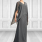 Kamryn A-line V-Neck Floor-Length Chiffon Mother of the Bride Dress With Beading Sequins DE126P0015031