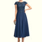 Maggie A-Line Scoop Neck Tea-Length Chiffon Lace Mother of the Bride Dress DE126P0015032