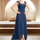 Jasmine A-Line Square Neckline Asymmetrical Chiffon Lace Mother of the Bride Dress DE126P0015034