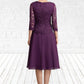 Rosie A-Line V-neck Knee-Length Chiffon Lace Mother of the Bride Dress With Beading Sequins DE126P0015035