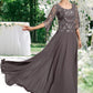 Zoey A-Line Scoop Neck Floor-Length Chiffon Lace Mother of the Bride Dress With Beading Sequins DE126P0015036