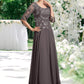 Zoey A-Line Scoop Neck Floor-Length Chiffon Lace Mother of the Bride Dress With Beading Sequins DE126P0015036