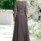 Zoey A-Line Scoop Neck Floor-Length Chiffon Lace Mother of the Bride Dress With Beading Sequins DE126P0015036