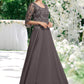 Zoey A-Line Scoop Neck Floor-Length Chiffon Lace Mother of the Bride Dress With Beading Sequins DE126P0015036