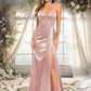 Amara Trumpet/Mermaid Sweetheart Sweep Train Stretch Satin Prom Dresses DEP0025836