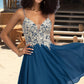 Kyra A-line V-Neck Short/Mini Chiffon Lace Homecoming Dress With Beading DEP0020572