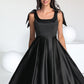 Dana A-line Square Knee-Length Satin Homecoming Dress With Bow DEP0020556