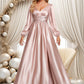 Iyana A-line V-Neck Floor-Length Stretch Satin Prom Dresses DEP0025880