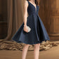 Lia A-line V-Neck Knee-Length Lace Satin Homecoming Dress With Beading DEP0020517