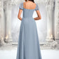 Lucille A-line Square Floor-Length Chiffon Prom Dresses With Ruffle DEP0025872