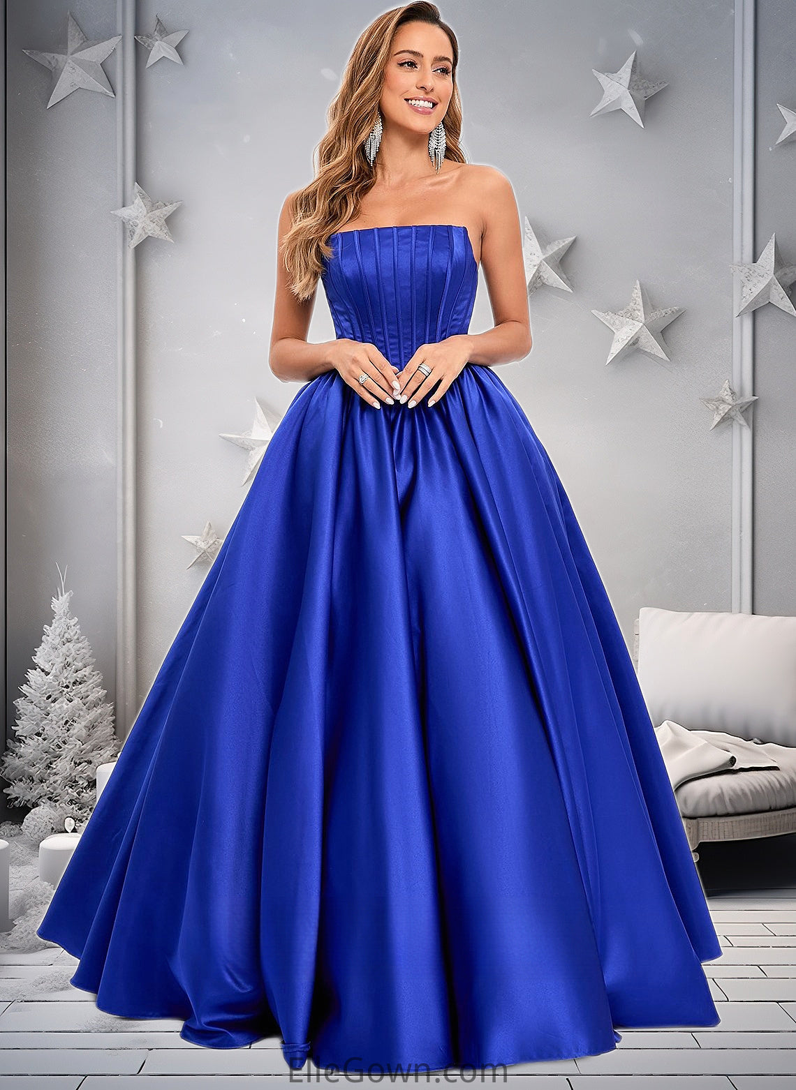 Mckenna Ball-Gown/Princess Straight Floor-Length Satin Prom Dresses DEP0025831