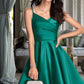 Talia A-line V-Neck Short/Mini Satin Homecoming Dress With Ruffle DEP0020539