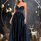 Sophie Ball-Gown/Princess V-Neck Floor-Length Satin Prom Dresses DEP0025840