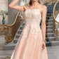 Helga A-line Square Knee-Length Tulle Homecoming Dress With Beading DEP0020543