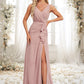 Erica A-line V-Neck Floor-Length Chiffon Bridesmaid Dress DEP0025820