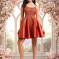 Mandy A-line Scoop Short Satin Lace Homecoming Dress With Sequins DEP0025683