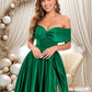 Evangeline Ball-Gown/Princess Off the Shoulder Floor-Length Satin Prom Dresses DEP0025871