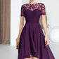 Hailie A-line Scoop Asymmetrical Chiffon Lace Homecoming Dress DEP0020587