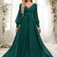 Alannah A-line V-Neck Floor-Length Chiffon Bridesmaid Dress DEP0025816