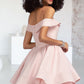 Madeleine A-line Short/Mini Stretch Crepe Homecoming Dress With Cascading Ruffles DEP0020540