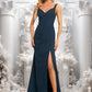 Christine Trumpet/Mermaid V-Neck Floor-Length Chiffon Prom Dresses With Ruffle DEP0025873