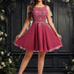 Alisson A-line Scoop Short Chiffon Homecoming Dress With Sequins Appliques Lace DEP0025681