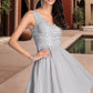 Paula A-line V-Neck Short/Mini Chiffon Lace Homecoming Dress With Sequins DEP0020557