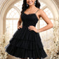 Elyse Ball-Gown/Princess Scoop Short Tulle Homecoming Dress With Pleated Ruffle DEP0025648