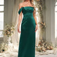 India Sheath/Column Off the Shoulder Floor-Length Satin Bridesmaid Dress DEP0025815