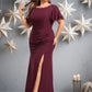 Kaila A-line Boat Neck Floor-Length Chiffon Bridesmaid Dress With Ruffle DEP0025827