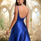 Keely A-line V-Neck Short Stretch Satin Homecoming Dress With Pleated DEP0025705