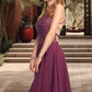 Vivien A-line Scoop Knee-Length Chiffon Homecoming Dress With Beading DEP0020550