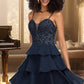 Katelynn A-line Sweetheart Short/Mini Chiffon Lace Homecoming Dress With Beading Sequins DEP0020576